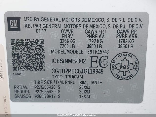 3GTU2PEC6JG119949 GMC Sierra 1500 Denali