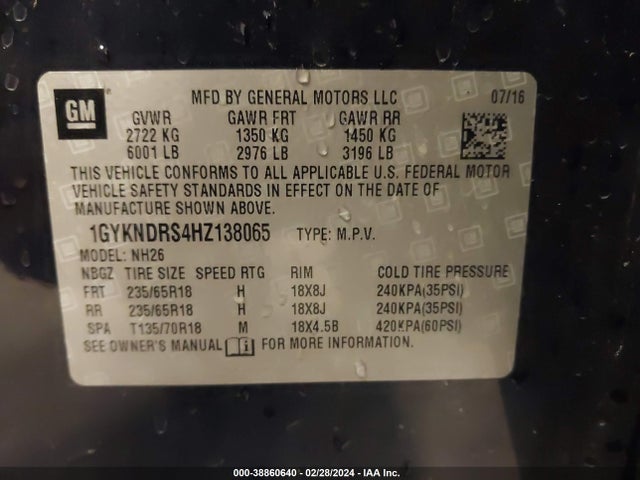 Cadillac XT5 LUXURY 2017 1GYKNDRS4HZ138065 Image 9