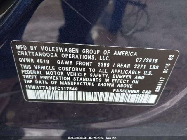 1VWAT7A36FC117549 Volkswagen Passat 1.8t Limited Edition