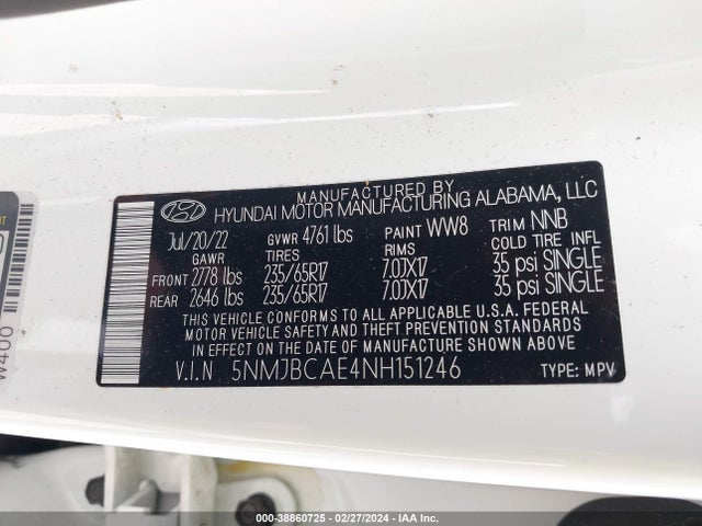 Hyundai TUCSON SEL 2022 5NMJBCAE4NH151246 Image 9