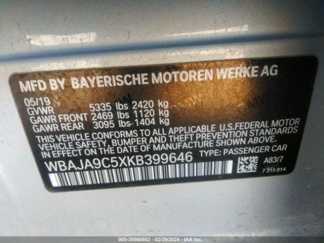 WBAJA9C5XKB399646 BMW 530e Iperformance