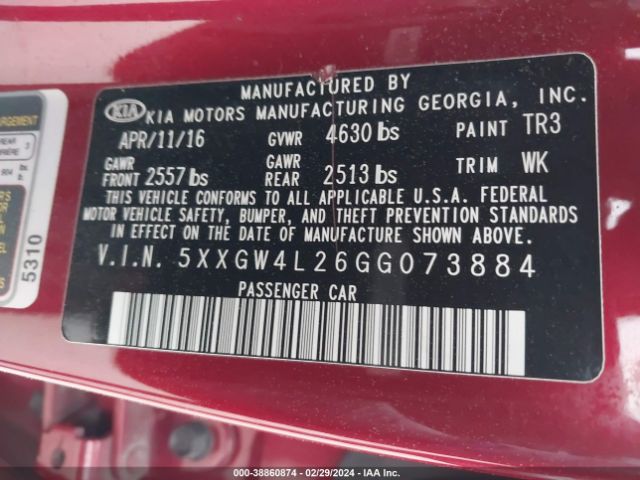 5XXGW4L26GG073884 KIA Optima Sx Turbo