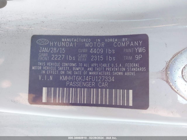 Hyundai Genesis 3.8 Base 2015 KMHHT6KJ4FU127334 Image 9