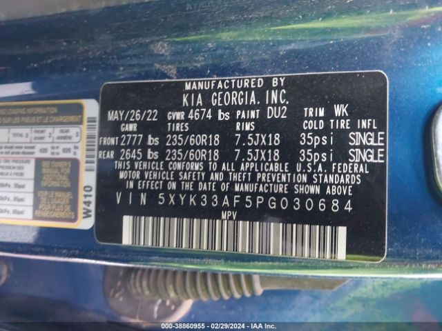 5XYK33AF5PG030684 KIA Sportage Ex