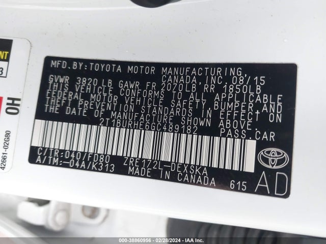 Toyota Corolla S Plus 2016 2T1BURHE6GC489182 Image 9
