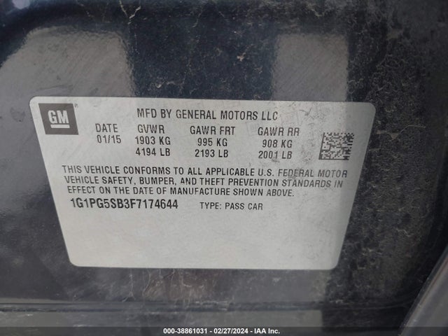 Chevrolet CRUZE LTZ 2015 1G1PG5SB3F7174644 Image 9