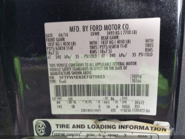 2014 FORD F-150 1FTFW1E63EFB70823 Photo 8