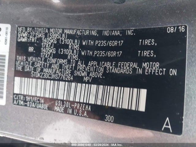 Toyota Sienna Le 8 Passenger 2017 5TDKZ3DC3HS776264 Image 9