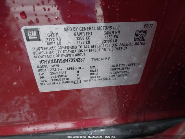 1GYKNBRS8HZ324387 Cadillac XT5 LUXURY