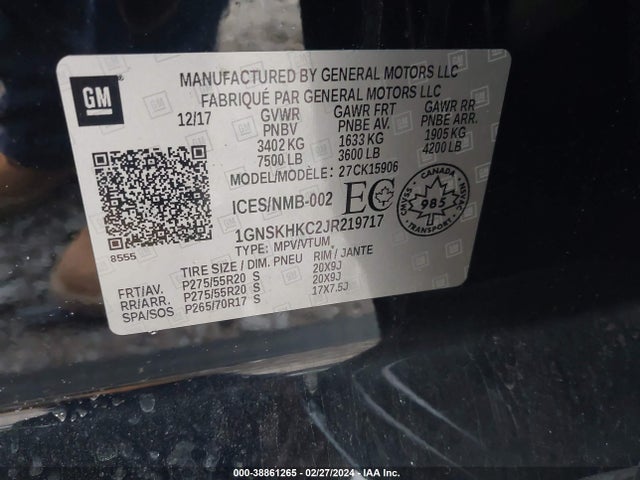 Chevrolet Suburban Lt 2018 1GNSKHKC2JR219717 Image 9