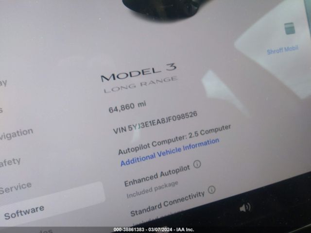 5YJ3E1EA8JF098526 Tesla Model 3 Long Range/mid Range