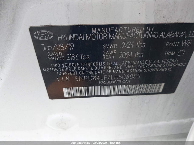 Hyundai Elantra Value Edition 2020 5NPD84LF7LH506885 Image 9