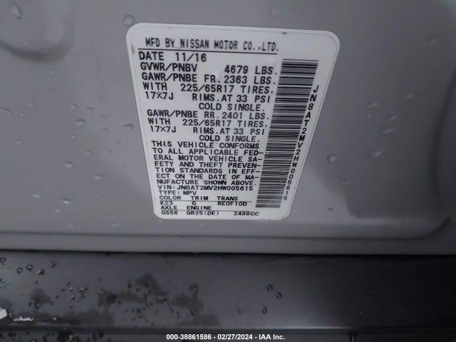 Nissan ROGUE S 2017 JN8AT2MV2HW005615 Image 9