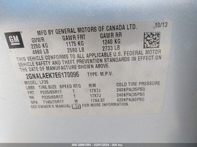 Chevrolet EQUINOX LS 2014 2GNALAEK7E6170096 Image 9