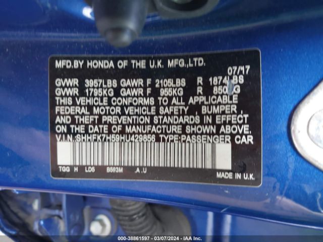SHHFK7H59HU429856 Honda CIVIC EX