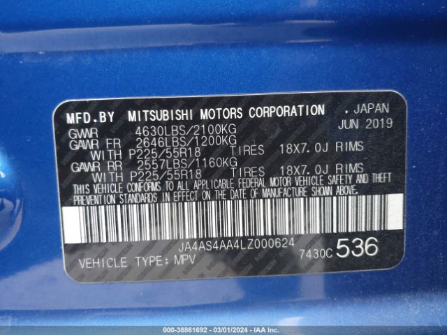 JA4AS4AA4LZ000624 Mitsubishi Eclipse Cross Le 1.5t