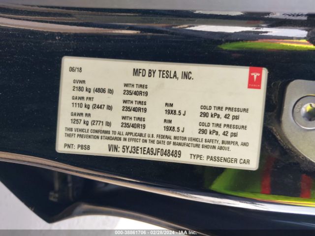 5YJ3E1EA9JF048489 Tesla Model 3 Long Range/mid Range