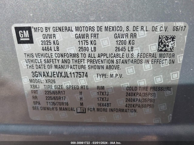 Chevrolet EQUINOX LT 2018 3GNAXJEVXJL117574 Image 9