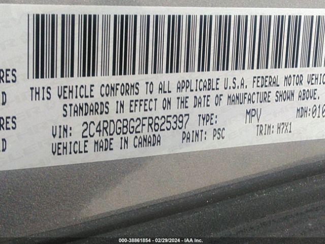 2C4RDGBG2FR625397 Dodge Grand Caravan American Value Pkg