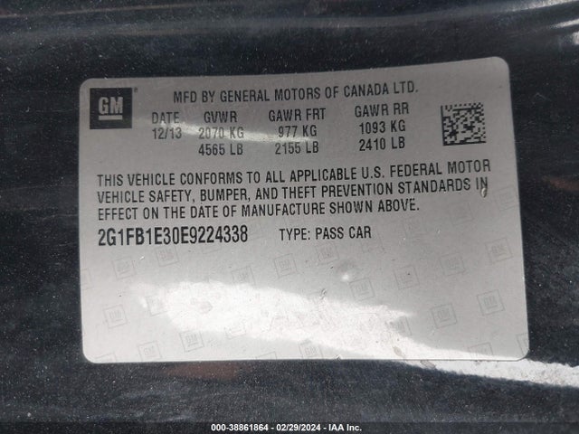 Chevrolet Camaro 1lt 2014 2G1FB1E30E9224338 Image 9