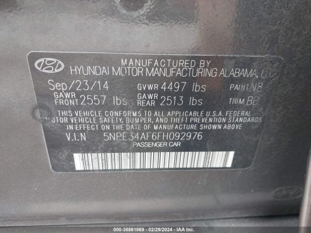 5NPE34AF6FH092976 Hyundai Sonata Limited