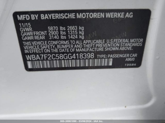 WBA7F2C58GG418398 BMW 750i Xdrive