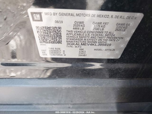3GKALMEV4KL399819 GMC Terrain Sle