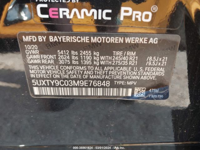 5UXTY9C03M9E76848 BMW X3 M40i