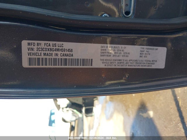 Dodge Charger Sxt Rwd 2021 2C3CDXBG4MH591458 Image 9
