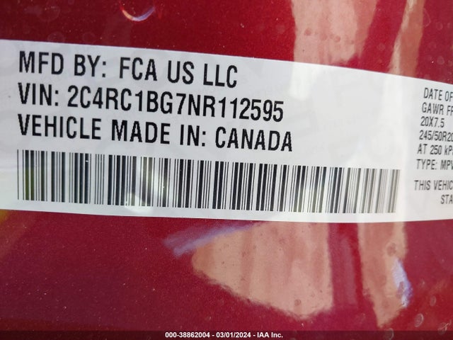Chrysler Pacifica Touring L 2022 2C4RC1BG7NR112595 Image 9