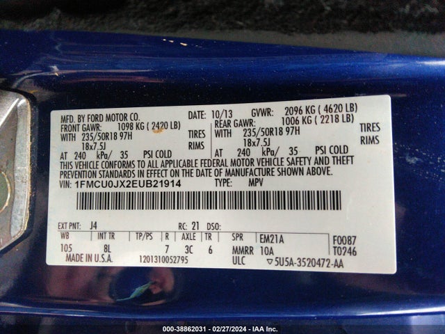 Ford Escape Titanium 2014 1FMCU0JX2EUB21914 Image 9