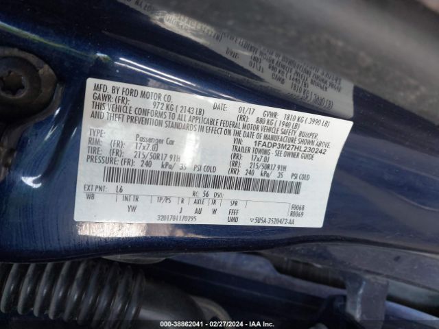 1FADP3M27HL230242 Ford FOCUS SEL