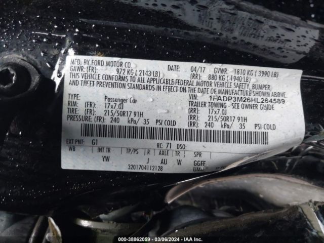 1FADP3M26HL264589 Ford FOCUS SEL