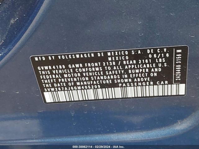 3VW267AJ6GM405209 Volkswagen Jetta 1.4t S
