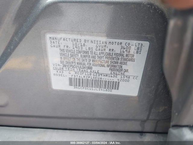 Nissan KICKS S 2018 3N1CP5CU1JL541800 Image 9