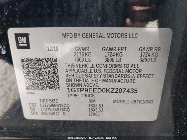 1GTP9EED0KZ207435 GMC Sierra 1500 At4