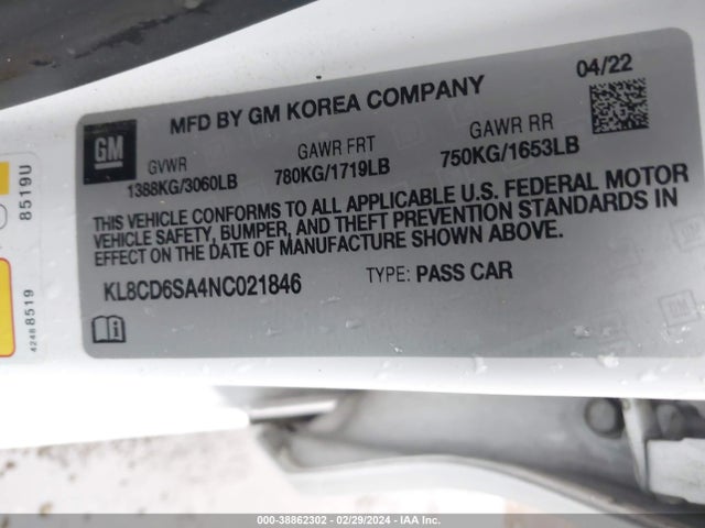 Chevrolet Spark Fwd 1lt Automatic 2022 KL8CD6SA4NC021846 Image 9