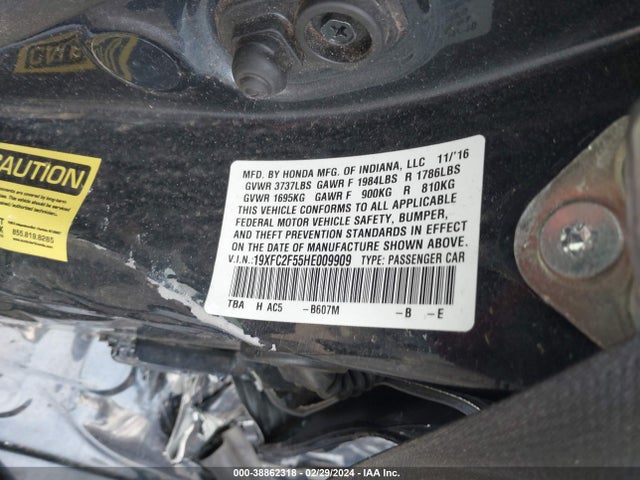 Honda Civic Lx 2017 19XFC2F55HE009909 Image 9