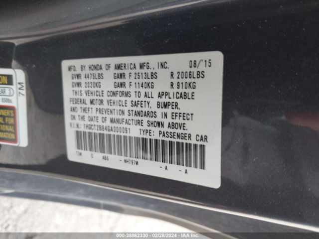 1HGCT2B84GA000091 Honda Accord Ex-l V-6