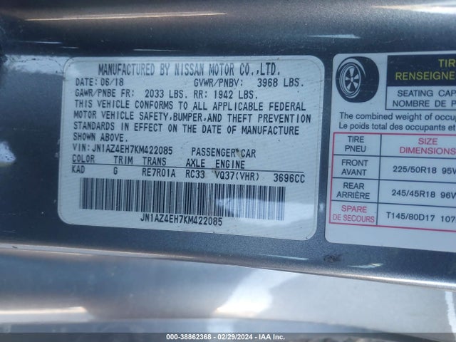 Nissan 370Z 2019 JN1AZ4EH7KM422085 Image 9