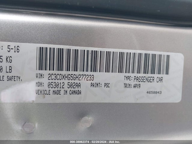Dodge Charger Sxt 2016 2C3CDXHG5GH277233 Image 9