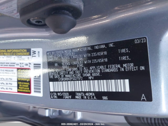 Toyota Highlander Xle 2023 5TDKDRBH2PS027972 Image 9