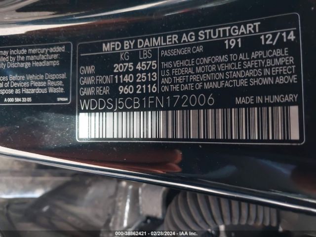 WDDSJ5CB1FN172006 Mercedes-Benz Cla 45 Amg 4matic