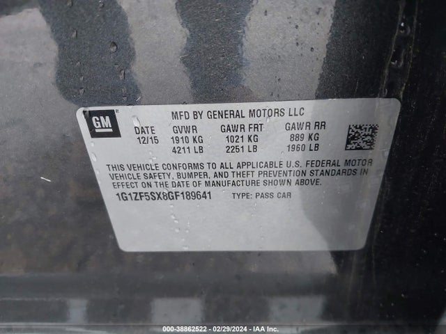 Chevrolet MALIBU 2LT 2016 1G1ZF5SX8GF189641 Image 9