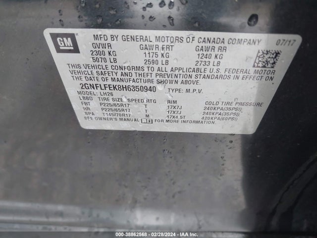 Chevrolet EQUINOX LT 2017 2GNFLFEK8H6350940 Image 9