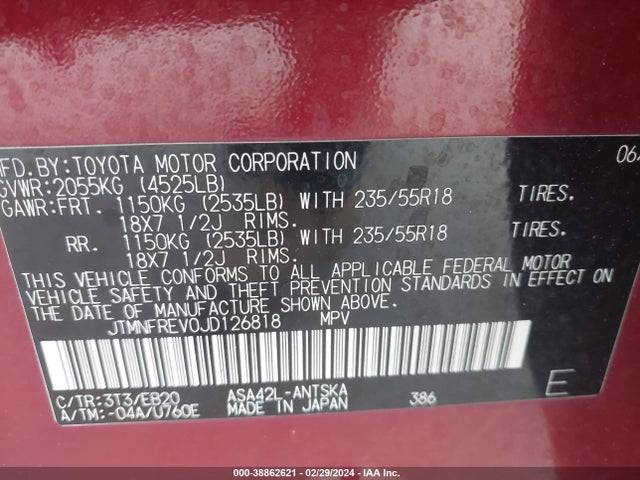 Toyota RAV4 SE 2018 JTMNFREV0JD126818 Image 9