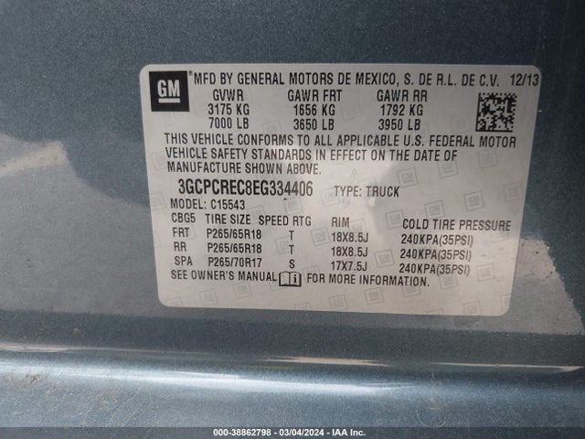 Chevrolet Silverado 1500 1lt 2014 3GCPCREC8EG334406 Image 9