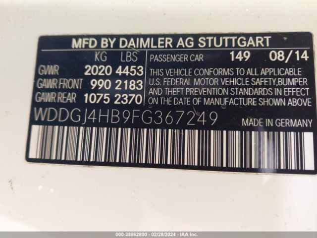 WDDGJ4HB9FG367249 Mercedes-Benz C 250