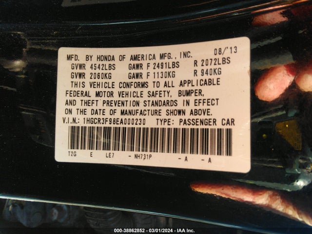 Honda Accord Touring 2014 1HGCR3F98EA000230 Image 9