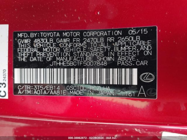 JTHHE5BC1F5007848 Lexus RC 350